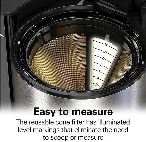 14 Cup Programmable Coffee Maker with Easy Measure Light Up Reusable Filter — Coffee Maker, Hamilton Beach