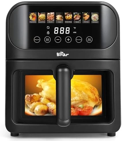 Air Fryer, 6.4Qt Stainless Steel with 8 Presets — Air Fryer, Bear