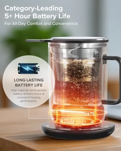 Self-Heating Coffee Mug with Charging Base — Smart Water Bottle, Nuwave
