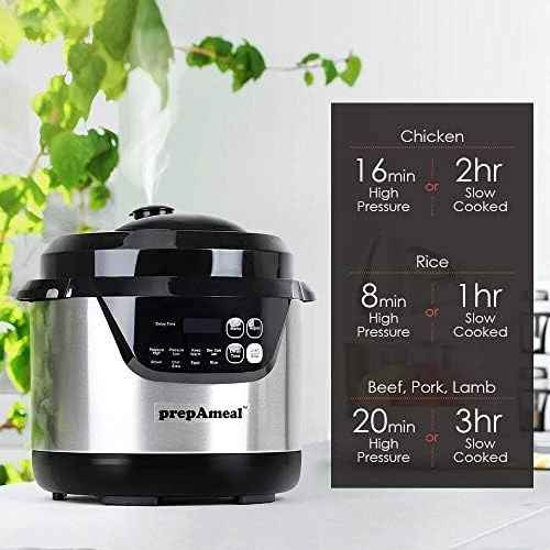 3 Quart Pressure Cooker 8-in-1 Multi Use Programmable — Multicooker, prepAmeal