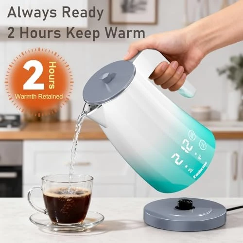 Electric Kettle with Temperature Control, 5 Preset Temps & 2H Keep Warm, 1200W Cool-Touch BPA-Free Electric Tea Kettle,... — Electric Kettle, Fashome