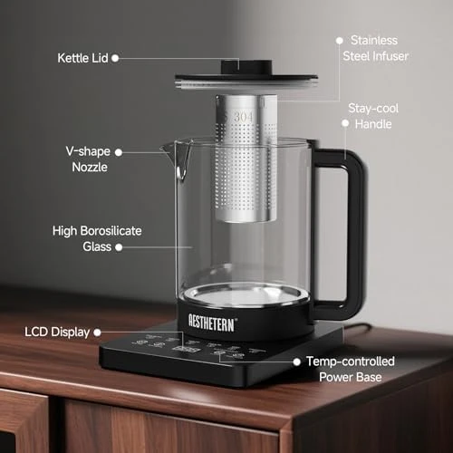 Electric Tea Kettle with Infuser Temperature Control and Automatic Shut Off 24 H Keep Warm — Electric Kettle, Aesthetern