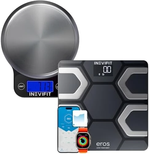 Bluetooth Smart Scale & Digital Kitchen Scale Fitness Bundle — Smart Scale, INEVIFIT