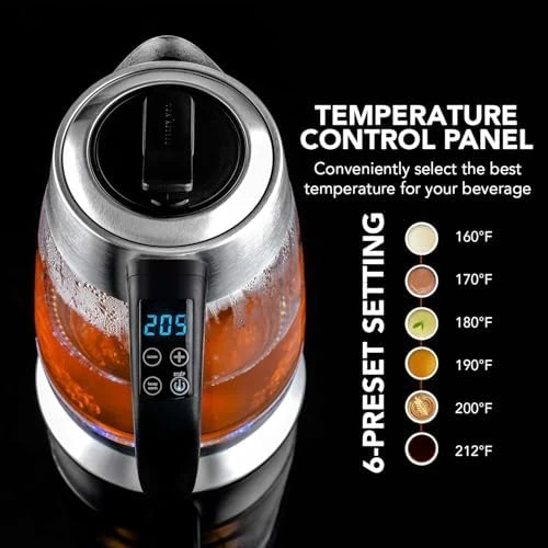 Electric Tea Kettle with Temperature Control and Removable Tea Infuser — Electric Kettle, OVENTE