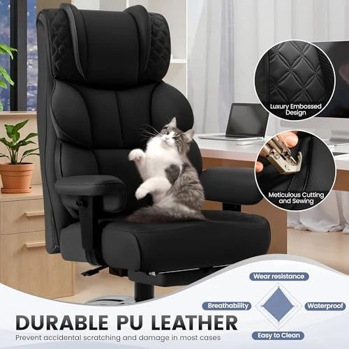 Big and Tall Leather Gaming Chair with Footrest — Smart Chairs, BestGlory