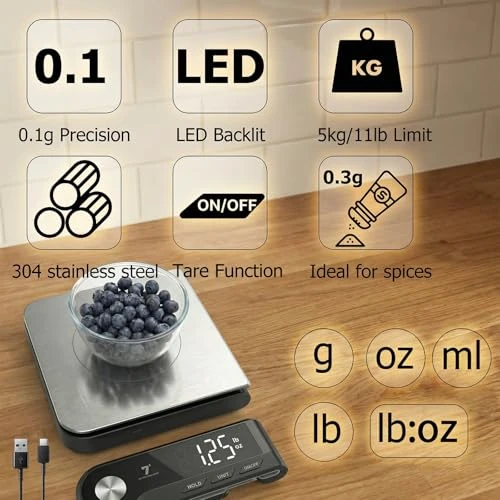 Digital Kitchen Food Gram Scale with Pull Out Display — Kitchen Gadgets, SEVEN SQUARED 72