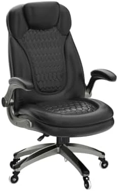 Ergonomic Computer Desk Chair, High Back Leather Chair with Padded Flip-up Arms, Swivel Home Office Chair Upgraded... — Smart Chairs, COLAMY