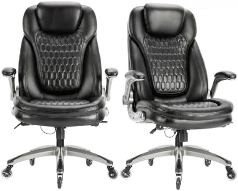 Ergonomic Computer Desk Chair, High Back Leather Chair with Padded Flip-up Arms, Swivel Home Office Chair Upgraded... — Smart Chairs, COLAMY