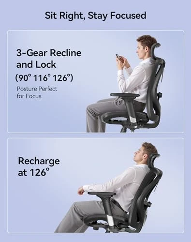 Ergonomic Mesh Office Chair, High Back Home Desk Chair with 3D Armrests, Lumbar Support and Adjustable Headrest,... — Smart Chairs, SIHOO