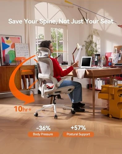 Ergonomic Office Chair with Wide Headrest & Adaptive Lumbar Support — Smart Chairs, SIHOO