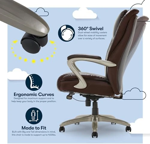 Hensley Big & Tall Ergonomic High-Back Office Chair — Smart Chairs, Serta