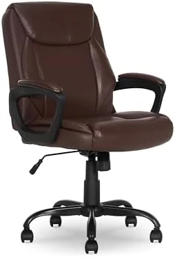 Classic Puresoft PU Padded Mid-Back Office Desk Chair with Armrest — Smart Chairs, Amazon Basics