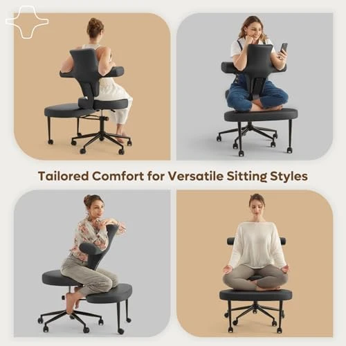 Ergonomic Cross Legged Office Chair Extra Wide for ADHD and Meditation — Smart Chairs, Pinmoco