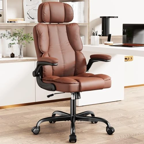 Ergonomic Executive Office Chair with Adjustable Headrest & 90° Flip-Up Arms — Smart Chairs, Kensaker