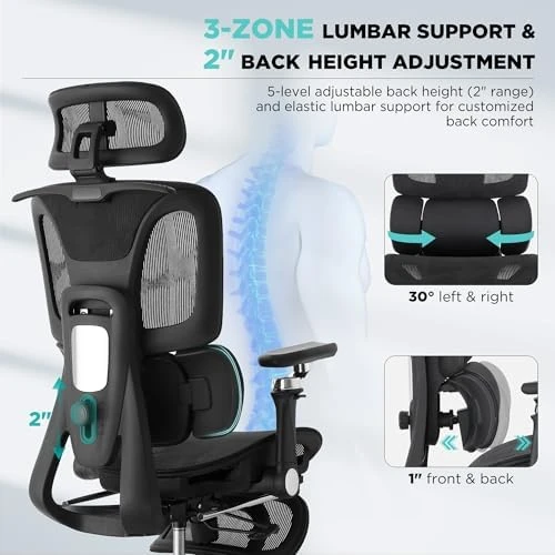Ergonomic Office Chair with 3-Zone Dynamic Lumbar Support — Smart Chairs, JOMEED
