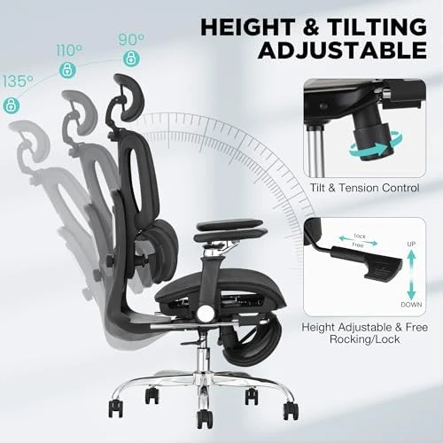 Ergonomic Office Chair with 3-Zone Dynamic Lumbar Support — Smart Chairs, JOMEED