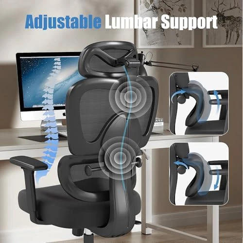 Ergonomic Office Chair with Adjustable Lumbar Support, 3D Arms and Headrest — Smart Chairs, Keratee