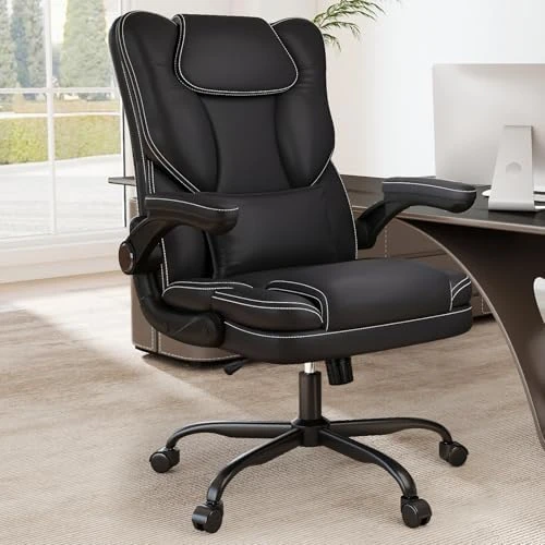 Ergonomic Office Chair with Flip-up Armrests, 300lbs Mid Back Computer Office Desk Chair with Lumbar Support, Executive... — Smart Chairs, Box DesignLab