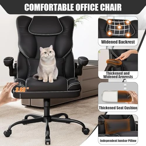 Ergonomic Office Chair with Flip-up Armrests, 300lbs Mid Back Computer Office Desk Chair with Lumbar Support, Executive... — Smart Chairs, Box DesignLab