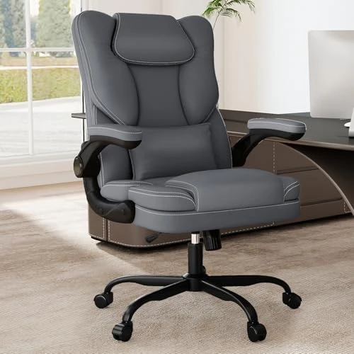 Ergonomic Office Chair with Flip-up Armrests, 300lbs Mid Back Computer Office Desk Chair with Lumbar Support, Executive... — Smart Chairs, Box DesignLab