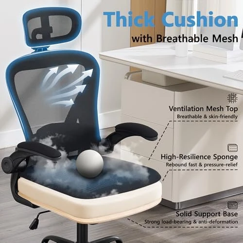 Ergonomic Office Chair with Headrest, Lumbar Support & Flip-up Armrests — Smart Chairs, OwgeinSet