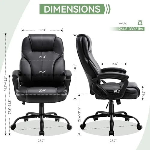 Ergonomic Office Chair with High Back, Comfy Desk Chair, Adjustable Executive Office Chair for Home Office, Big and Tall... — Smart Chairs, Meilocar