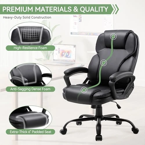 Ergonomic Office Chair with High Back, Comfy Desk Chair, Adjustable Executive Office Chair for Home Office, Big and Tall... — Smart Chairs, Meilocar