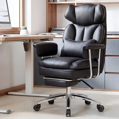 Executive Home Office Desk Chair - Ergonomic Big Tall High Back with Footrest & Lumbar Support, Reclining Height... — Smart Chairs, Sweetcrispy