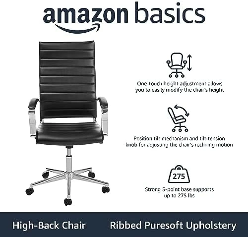 High-Back Swivel Office Chair with Lumbar Support — Smart Chairs, Amazon Basics