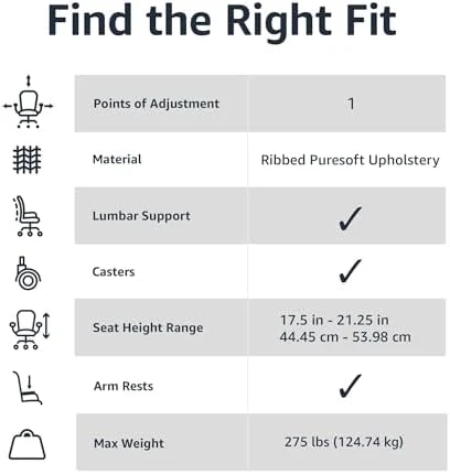 High-Back Swivel Office Chair with Lumbar Support — Smart Chairs, Amazon Basics