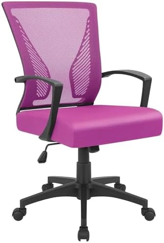 Mid Back Swivel Office Chair with Lumbar Support and Armrest — Smart Chairs, Furmax