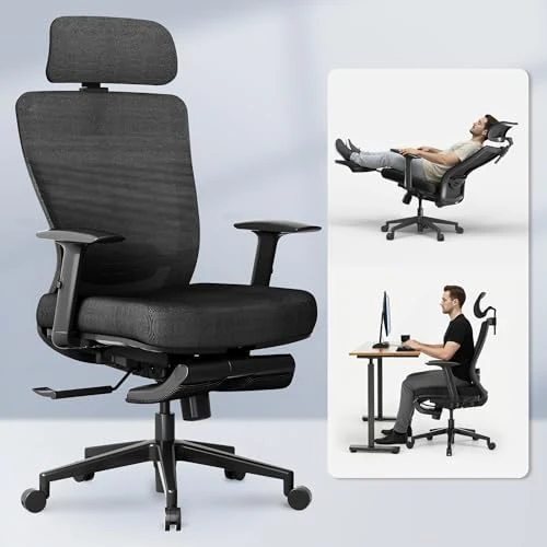OC3 Ergonomic Office Chair with Footrest — Smart Chairs, FLEXISPOT