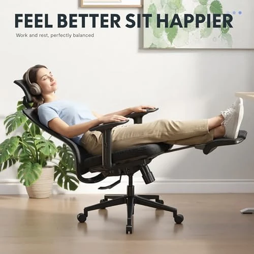OC3 Ergonomic Office Chair with Footrest — Smart Chairs, FLEXISPOT