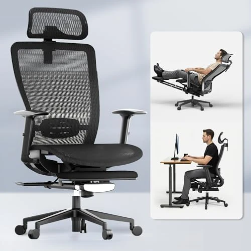 OC3 Ergonomic Office Chair with Footrest — Smart Chairs, FLEXISPOT