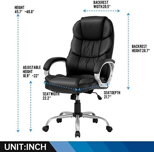 Office Chair Computer High Back Adjustable Ergonomic Desk Chair Executive PU Leather Swivel Task Chair with Armrests... — Smart Chairs, FDW Store