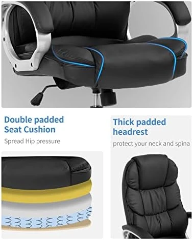 Office Chair Computer High Back Adjustable Ergonomic Desk Chair Executive PU Leather Swivel Task Chair with Armrests... — Smart Chairs, FDW Store