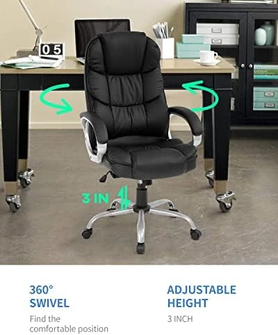 Office Chair Computer High Back Adjustable Ergonomic Desk Chair Executive PU Leather Swivel Task Chair with Armrests... — Smart Chairs, FDW Store