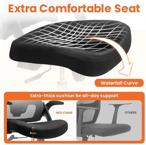 Office Desk Gaming Chair Computer High Back Mesh Seat with Rolling Wheels Ergonomic Adjustable Comfy Flip-up Armrests... — Smart Chairs, NEO CHAIR
