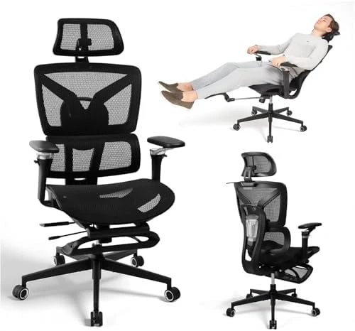 S3 Elite Pro Ergonomic Office Chair with Adjustable Armrests and Footrest — Smart Chairs, RIEIOR