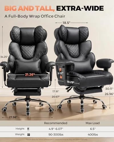 Big and Tall Office Chair with Footrest — Smart Chairs, COMHOMA