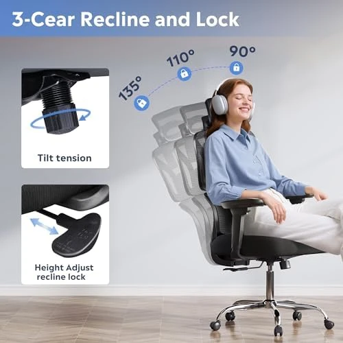 Big and Tall Reclining Ergonomic Desk Chair — Smart Chairs, DEVAISE