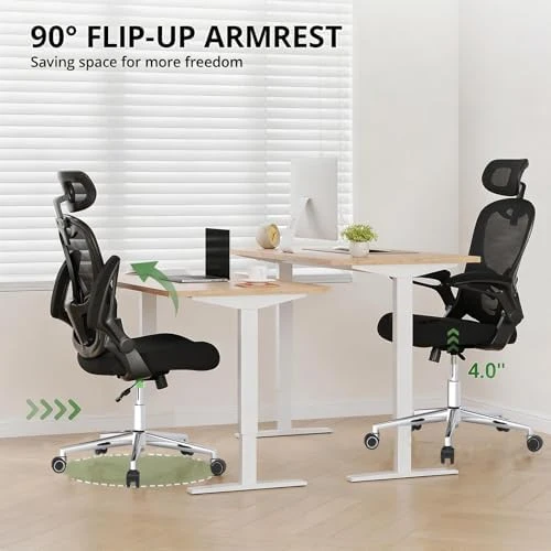 Ergonomic Breathable Mesh Office Chair with Flip-Up Arms — Smart Chairs, OHFILA