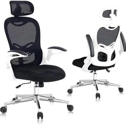 Ergonomic Breathable Mesh Office Chair with Flip-Up Arms — Smart Chairs, OHFILA