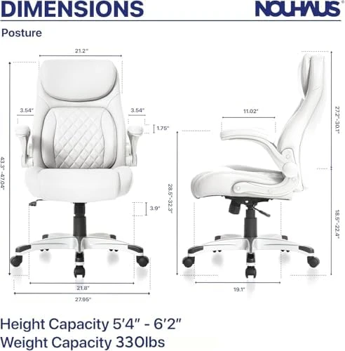 Ergonomic PU Leather Office Chair with Click5 Lumbar Support and FlipAdjust Armrests — Smart Chairs, Nouhaus