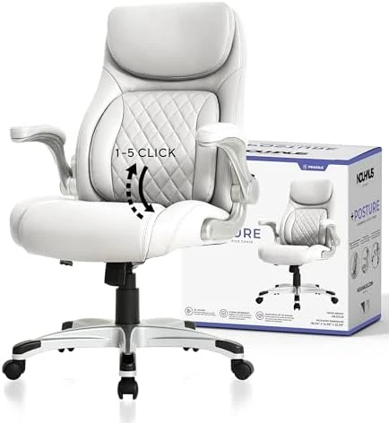 Ergonomic PU Leather Office Chair with Click5 Lumbar Support and FlipAdjust Armrests — Smart Chairs, Nouhaus
