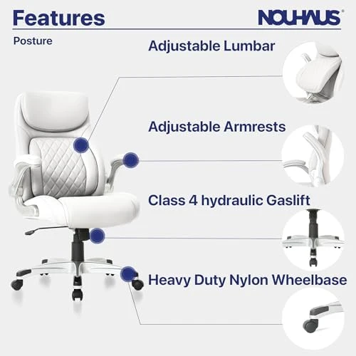 Ergonomic PU Leather Office Chair with Click5 Lumbar Support and FlipAdjust Armrests — Smart Chairs, Nouhaus
