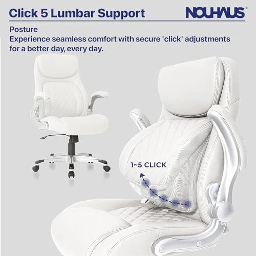 Ergonomic PU Leather Office Chair with Click5 Lumbar Support and FlipAdjust Armrests — Smart Chairs, Nouhaus