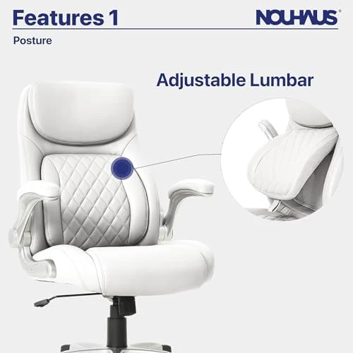 Ergonomic PU Leather Office Chair with Click5 Lumbar Support and FlipAdjust Armrests — Smart Chairs, Nouhaus
