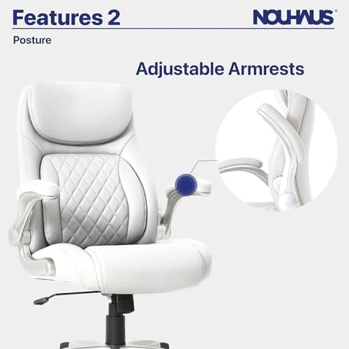 Ergonomic PU Leather Office Chair with Click5 Lumbar Support and FlipAdjust Armrests — Smart Chairs, Nouhaus