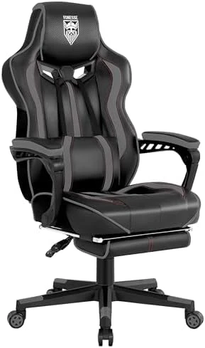 Gaming Chair for Girls with Footrest and Massage — Massage Chairs, Vonesse